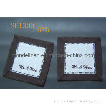 Linen Cocktail Napkin with Colored Cuff (CT-01)